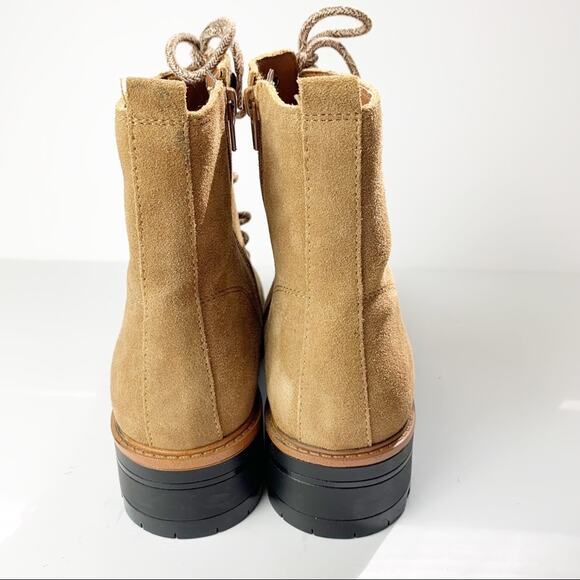 NEW Marc Fisher Izma Faux Shearling Lined Suede Lace Up Hiker Boots 10 Tan - Picture 8 of 10